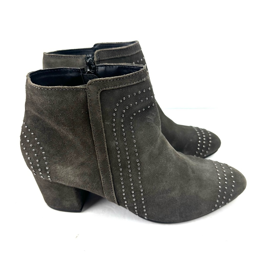 Diba Ankle Boots 9 Gray Studded Suede Leather Slip On Bootie Womens New - Picture 4 of 12